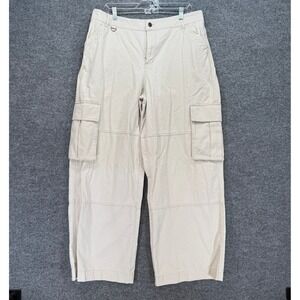 Cotton On Benny Cargo Pants Womens 10 Beige Wide Leg Utility Streetwear NEW